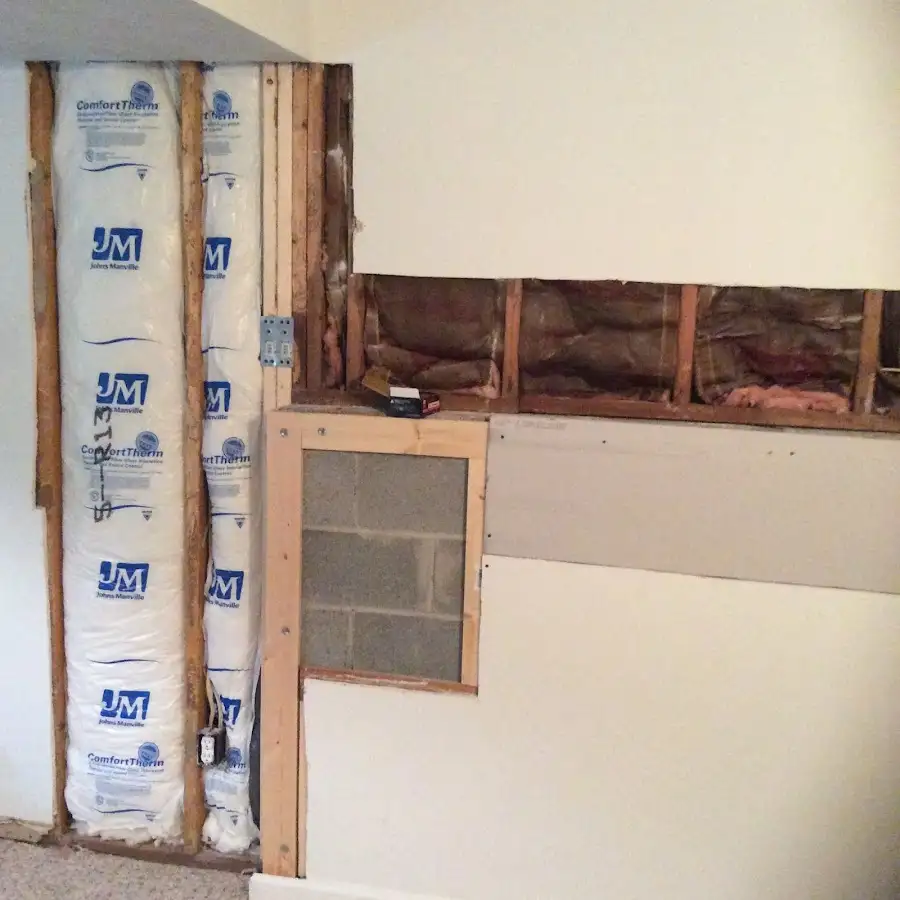 Wall insulation replacement during Contents Cleaning & Restoration in South Orange Village